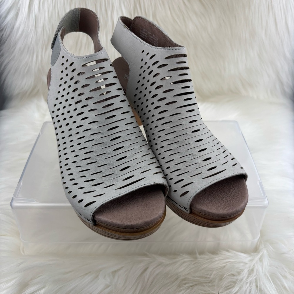 Dansko Gray Heels with Intricate Cut-Out Design